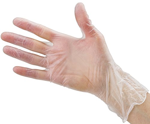 [200 Count] Care Plus Disposable Plastic Vinyl Clear Medium Gloves, Allergy, Latex And Powder Free, Great For Home Kitchen Or Office Cleaning, Cooking, 2 Boxes