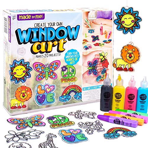 Made By Me Create Your Own Window Art by Horizon Group USA, Paint Your Own Suncatchers. Kit Includes 12 Pre-Printed Suncatchers + DIY Acetate Sheet, Window Paint, Suction Cups, & More, Assorted Colors