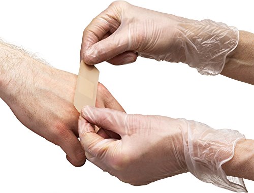 [200 Count] Care Plus Disposable Plastic Vinyl Clear Medium Gloves, Allergy, Latex And Powder Free, Great For Home Kitchen Or Office Cleaning, Cooking, 2 Boxes