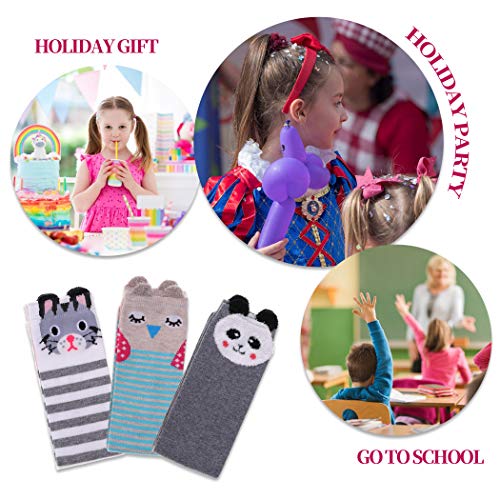 FNOVCO Girls Knee High Socks Cartoon Animal Patterns Cotton Over Calf Socks