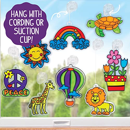 Made By Me Create Your Own Window Art by Horizon Group USA, Paint Your Own Suncatchers. Kit Includes 12 Pre-Printed Suncatchers + DIY Acetate Sheet, Window Paint, Suction Cups, & More, Assorted Colors