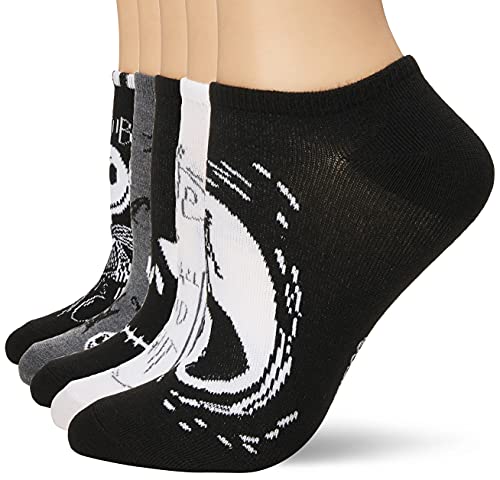 Disney womens Nightmare Before Christmas 5 Pack No Show Casual Sock, Assorted Black, Fits Sock Size 9-11 Fits Shoe Size 4-10.5 US