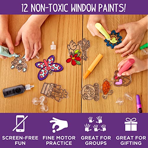 Made By Me Create Your Own Window Art by Horizon Group USA, Paint Your Own Suncatchers. Kit Includes 12 Pre-Printed Suncatchers + DIY Acetate Sheet, Window Paint, Suction Cups, & More, Assorted Colors