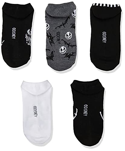 Disney womens Nightmare Before Christmas 5 Pack No Show Casual Sock, Assorted Black, Fits Sock Size 9-11 Fits Shoe Size 4-10.5 US