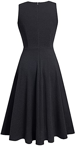 HOMEYEE Women's Sleeveless Cocktail A-Line Embroidery Party Summer Dress A079 (4, Black)
