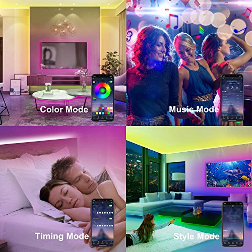 LED Strip Lights BIHRTC RGB Color Changing 5050 Flexible LED Rope Lighting LED Strip Lights Kit with 44 Keys IR Remote Controller and UL Power Supply for Bedroom Room Home Kitchen