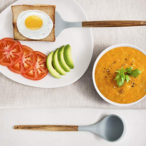 Home Hero Silicone Cooking Utensils Kitchen Utensil Set - 8 Natural Acacia Wooden Silicone Kitchen Utensils Set - Silicone Utensil Set Spatula Set - Silicone Utensils Cooking Utensil Set