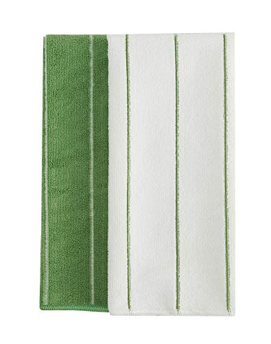 Microfiber Kitchen Towels - Super Absorbent, Soft and Solid Color Dish Towels, 8 Pack (Stripe Designed Green and White Colors), 26 x 18 Inch (Green)