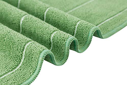 Microfiber Kitchen Towels - Super Absorbent, Soft and Solid Color Dish Towels, 8 Pack (Stripe Designed Green and White Colors), 26 x 18 Inch (Green)