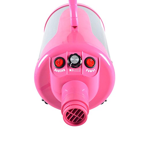 SHELANDY 3.2HP Stepless Adjustable Speed Pet Hair Force Dryer Dog Grooming Blower with Heater (Pink)
