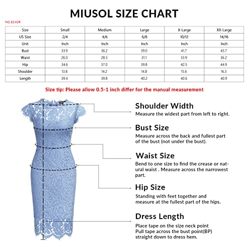Miusol Women's Retro Floral Lace Slim Evening Cocktail Mini Dress (Medium, Black)