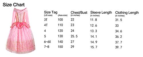 ReliBeauty Little Girls Princess Dress up Costume with Accessories, 4 (120), Pink