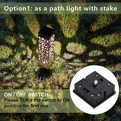 MAGGIFT 6 Pack Outdoor Dual-use Solar Pathway Lights Upgrade Brown Stainless Steel Solar LED Lantern with Handle, 8 Lumen Bright Garden Light, Patio Lawn Driveway Landscape Decorations, Warm White