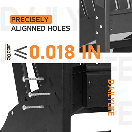 HDPE Adirondack Chair, Patio Outdoor Chairs, Plastic Resin Deck Chair, Painted, Weather Resistant, for Deck, Garden, Backyard & Lawn Furniture, Fire Pit, Porch Seating by DAILYLIFE (Black)