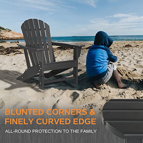 HDPE Adirondack Chair, Patio Outdoor Chairs, Plastic Resin Deck Chair, Painted, Weather Resistant, for Deck, Garden, Backyard & Lawn Furniture, Fire Pit, Porch Seating by DAILYLIFE (Black)