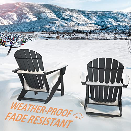HDPE Adirondack Chair, Patio Outdoor Chairs, Plastic Resin Deck Chair, Painted, Weather Resistant, for Deck, Garden, Backyard & Lawn Furniture, Fire Pit, Porch Seating by DAILYLIFE (Black)