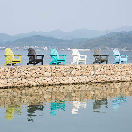 HDPE Adirondack Chair, Patio Outdoor Chairs, Plastic Resin Deck Chair, Painted, Weather Resistant, for Deck, Garden, Backyard & Lawn Furniture, Fire Pit, Porch Seating by DAILYLIFE (Black)