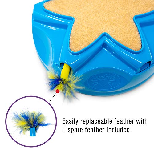 OurPets Catty Whack Interactive Cat Toy (Cat Toys for Stimulating Play, Real Mouse Sound, Rotating Feather for Hunting Instincts & Carpeted Scratching Area) [Cat Toys for Indoor Cat Gifts]