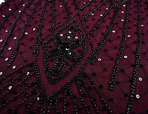 Women Evening Dress 1920s Flapper Cocktail Mermaid Plus Size Formal Gown with Long Gloves(XXL/US 18-20, Burgundy Black)