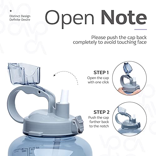 Venture Pal Large 1 Gallon/128 OZ (When Full) Motivational BPA Free Leakproof Water Bottle with Straw & Time Marker Perfect for Fitness Gym Camping Outdoor Sports-Gray