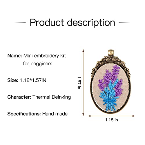 Mini Embroidery Kits for Beginners, Mini Embroidery Necklace Pendant Kits with Patterns and Instructions, Mini Cross Stitch Kits, Hand Sewing Jewelry Ornament