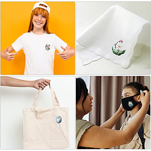 Mini Embroidery Kits for Beginners, Mini Embroidery Necklace Pendant Kits with Patterns and Instructions, Mini Cross Stitch Kits, Hand Sewing Jewelry Ornament (4pcs-E)