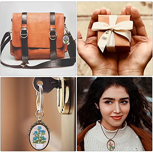 Mini Embroidery Kits for Beginners, Mini Embroidery Necklace Pendant Kits with Patterns and Instructions, Mini Cross Stitch Kits, Hand Sewing Jewelry Ornament