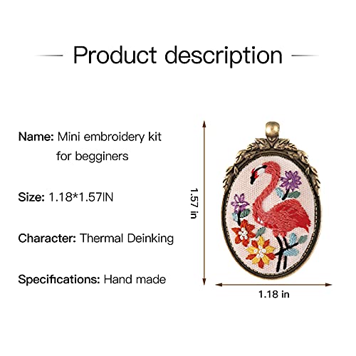 Mini Embroidery Ornament Kit, Embroidered Pendants Floral Embroidery Necklace Earrings Brooches Hand Sewing Jewelry Creative Gifts for Art Crafts Sewing and Hanging (6pcs-F)
