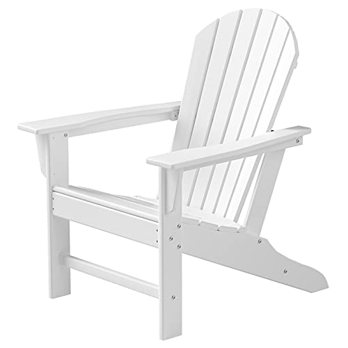 DAILYLIFE HDPE Adirondack Chair, Patio Outdoor Chairs, Plastic Resin Deck Chair, Painted Weather Resistant, for Deck, Garden, Backyard & Lawn Furniture, Fire Pit, Porch Seating (White)