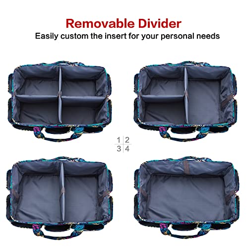 HOMEST Craft Organizer Tote Bag with Multiple Pockets, Storage Art Caddy for Scrapbooking, Crafts Supply Carrier for Tools, Floral