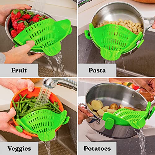 Kitchen Gizmo Snap N Strain Strainer, Clip On Silicone Colander, Fits all Pots and Bowls - Lime Green