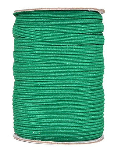 Mandala Crafts Flat Elastic Band, Braided Stretch Strap Cord Roll for Sewing and Crafting; 1/4 inch 6mm 50 Yards Green