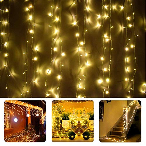 MYGOTO 98FT 200 LEDs String Lights Waterproof Fairy Lights 8 Modes with Memory 30V UL Certified Power Supply for Home, Garden, Wedding, Party, Christmas Decoration Indoor Outdoor (Warm White)