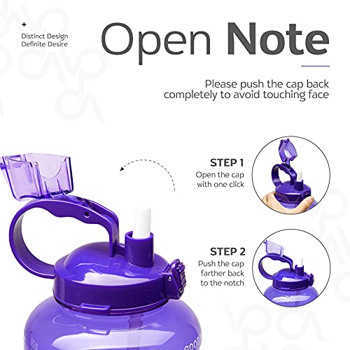 Venture Pal Large 1 Gallon/128 OZ (When Full) Motivational BPA Free Leakproof Water Bottle with Straw & Time Marker Perfect for Fitness Gym Camping Outdoor Sports-Purple