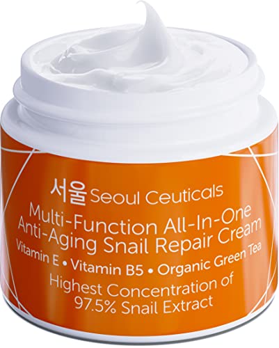 Korean Skin Care Snail Repair Cream - Korean Moisturizer Night Cream 97.5% Snail Mucin Extract - All In One Recovery Power For The Most Effective Korean Beauty Routine - 2oz