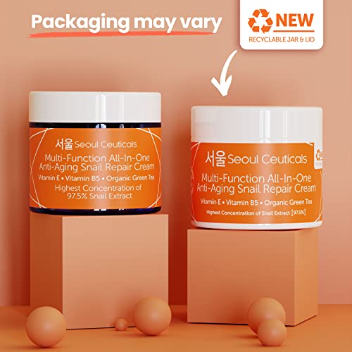 Korean Skin Care Snail Repair Cream - Korean Moisturizer Night Cream 97.5% Snail Mucin Extract - All In One Recovery Power For The Most Effective Korean Beauty Routine - 2oz