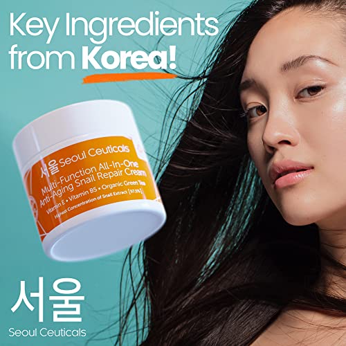 Korean Skin Care Snail Repair Cream - Korean Moisturizer Night Cream 97.5% Snail Mucin Extract - All In One Recovery Power For The Most Effective Korean Beauty Routine - 2oz