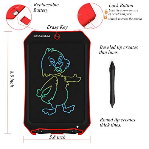 Spring& Upgraded Colorful Screen 8.5 Inch Electronic Writing Board Doodle Board-Best Gifts for Kids & Adults (red-c)