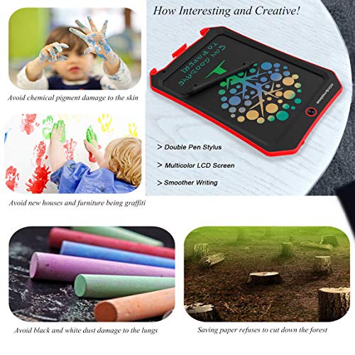 Spring& Upgraded Colorful Screen 8.5 Inch Electronic Writing Board Doodle Board-Best Gifts for Kids & Adults (red-c)