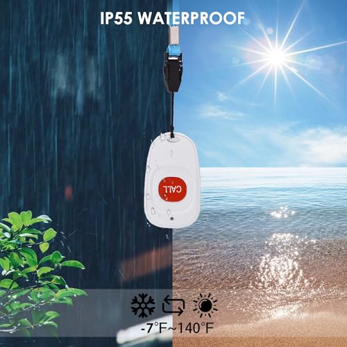 Wireless Caregiver Pager, FullHouse Smart SOS Call Button for Elderly Patient Personal Care in Home Alert System, 500+ Feet Range (3 Call Buttons + 2 Receivers)