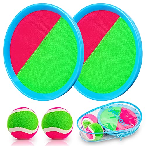 Toss and Catch Ball Game Ball Catch Game Paddle Game Set with 2 Paddles, 2 Balls and 1 Storage Bag Perfect Outdoor Toy Gift for Kids (Upgraded Version)