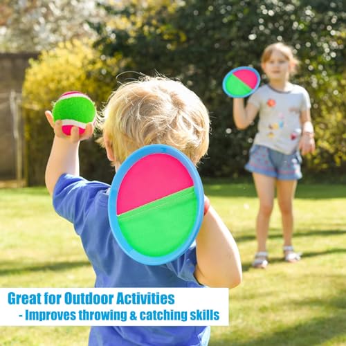 Toss and Catch Ball Game Ball Catch Game Paddle Game Set with 2 Paddles, 2 Balls and 1 Storage Bag Perfect Outdoor Toy Gift for Kids (Upgraded Version)