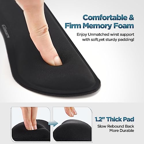 Gimars Upgrade Enlarge Gel Memory Foam Set Keyboard Wrist Rest Pad, Mouse Wrist Cushion Support for Office, Computer, Laptop, Mac, Comfortable, Lightweight for Easy Typing Pain Relief, Black