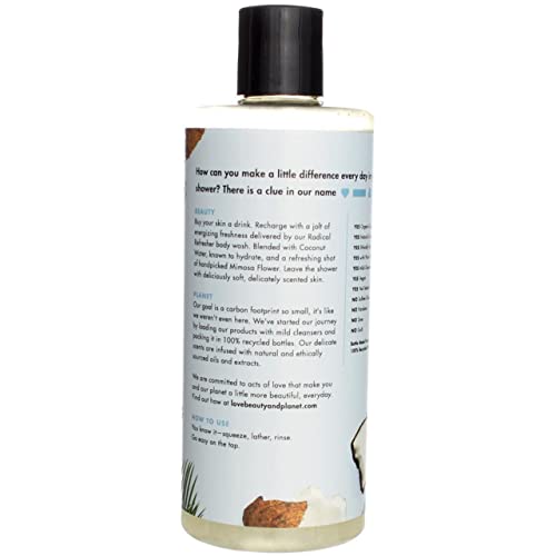 Love Beauty And Planet Radical Refresher Body Wash for Energizing Freshness Coconut Water & Mimosa Flower Hydrating Bodywash 16 oz