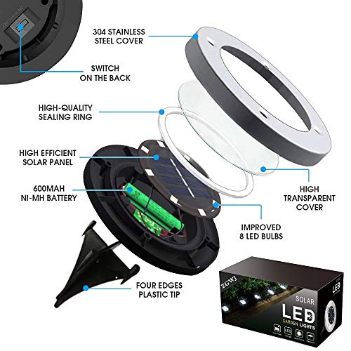 ZGWJ Solar Ground Lights,8 LED Solar Garden Lights Disk Lights Outdoor Waterproof Landscape Lights for Yard Walkway Patio Lawn Driveway Decoration (8 Pack Warm White)