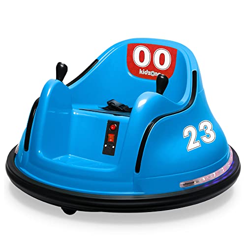 Kidzone 360 Spin Race Bumper Car W/Remote Control Rechargeable Ride On Easy and Fun, ASTM-Certified Race #22, Yellow