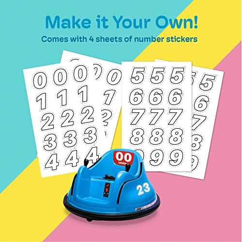 Kidzone 360 Spin Race Bumper Car W/Remote Control Rechargeable Ride On Easy and Fun, ASTM-Certified Race #22, Yellow