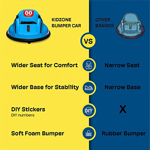 Kidzone 360 Spin Race Bumper Car W/Remote Control Rechargeable Ride On Easy and Fun, ASTM-Certified Race #22, Yellow