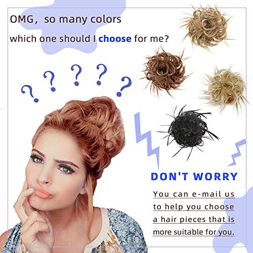 AISI BEAUTY Tousled Updo Hair Pieces Messy Bun Hair Scrunchies Extensions Hair Pieces and Ponytails Hair Extensions for Women (27/613(strawberry blonde & bleach blond Mixed))