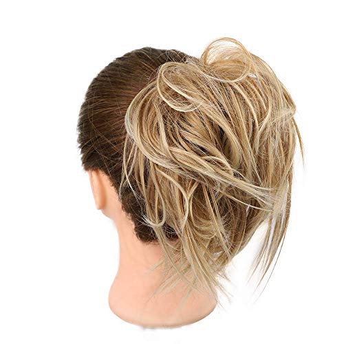 AISI BEAUTY Tousled Updo Hair Pieces Messy Bun Hair Scrunchies Extensions Hair Pieces and Ponytails Hair Extensions for Women (27/613(strawberry blonde & bleach blond Mixed))